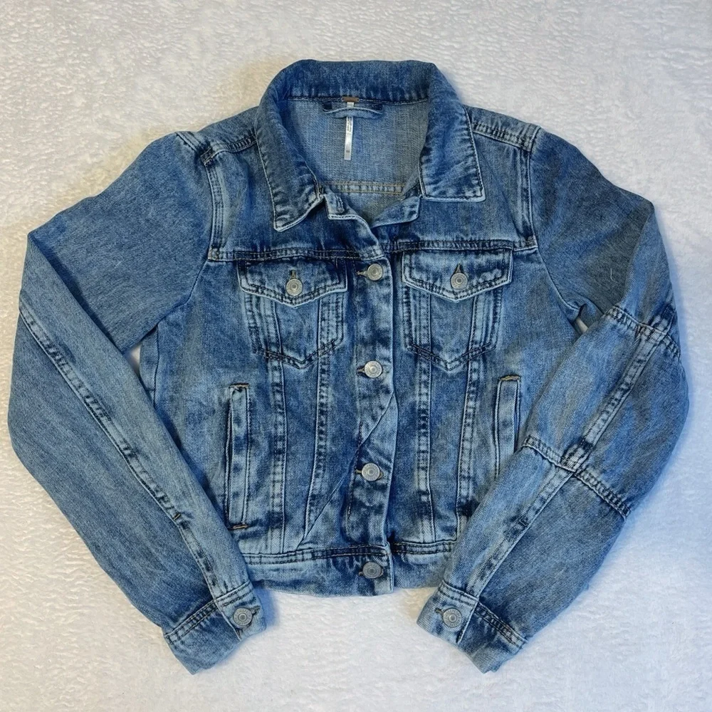 Free People Rumors‎ Denim Jacket All Season Casual Everyday Cropped Women's XS